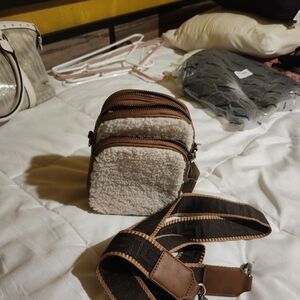 Brown and Cream Crossbody Bag